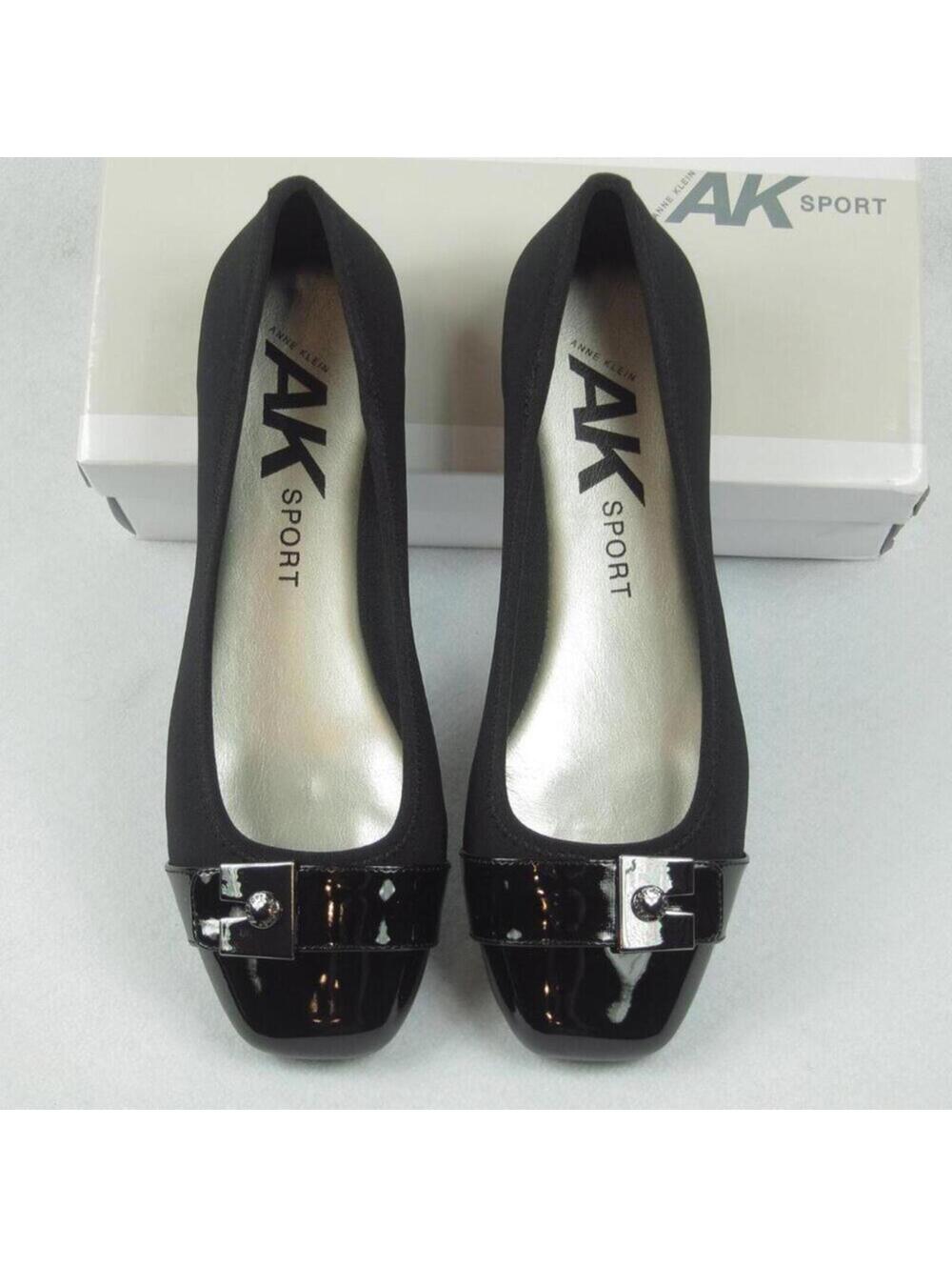 Anne Klein Womens 8 Black Ballet Flats Ursala Square Cap Toe Buckle NEW IN BOX - Picture 2 of 9